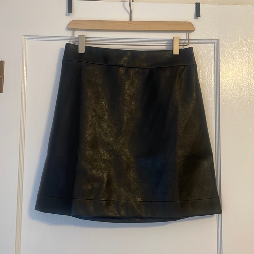 J Crew Factory Faux-leather A-line mini skirt